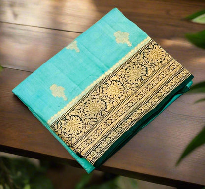 SEA GREEN  BANARAS PURE RAW MANGO