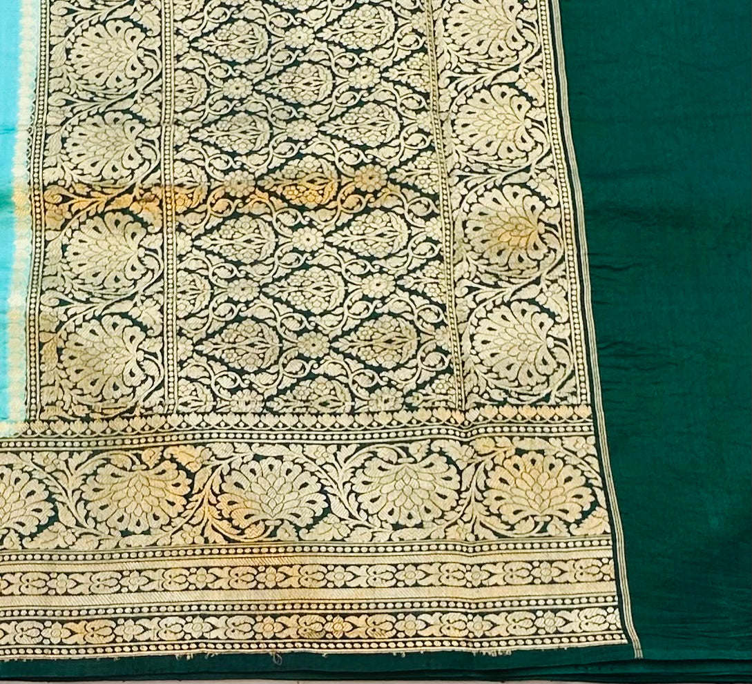 SEA GREEN  BANARAS PURE RAW MANGO