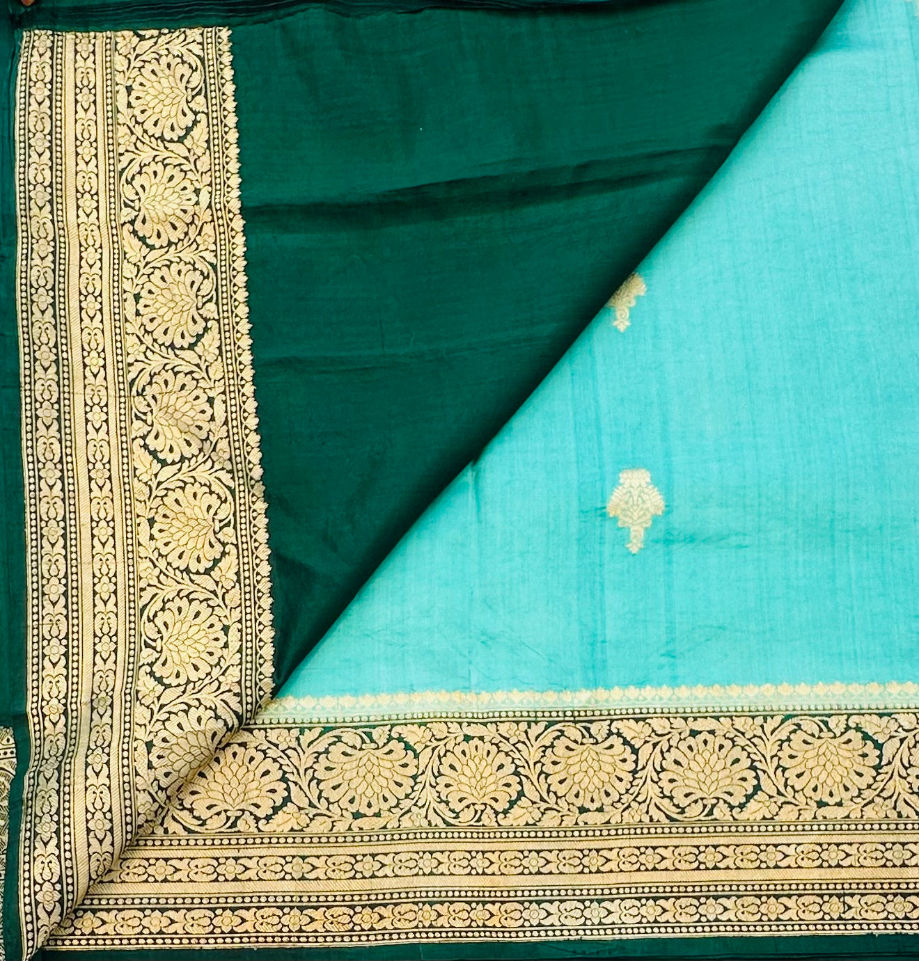 SEA GREEN  BANARAS PURE RAW MANGO