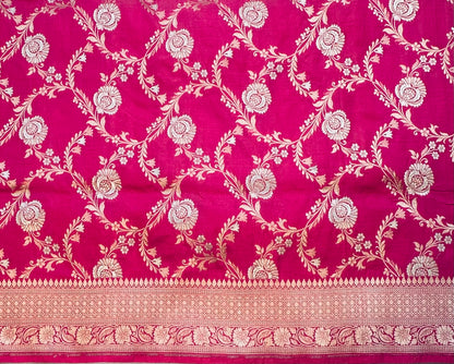 METALLIC PINK BANARAS PURE KATAAN JAAL SAREE