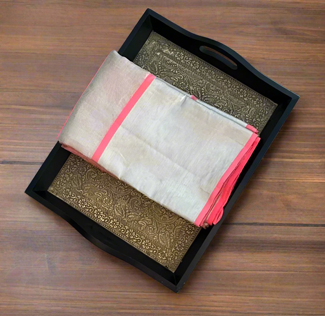 SILVER WITH PEACH KANJIVARAM