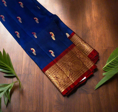 NAVY BLUE KANJIVARAM LIGHT WEIGHT
