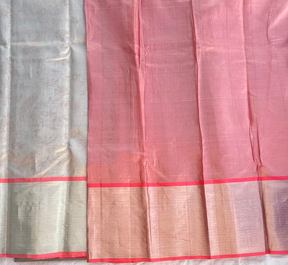 SILVER WITH PEACH KANJIVARAM