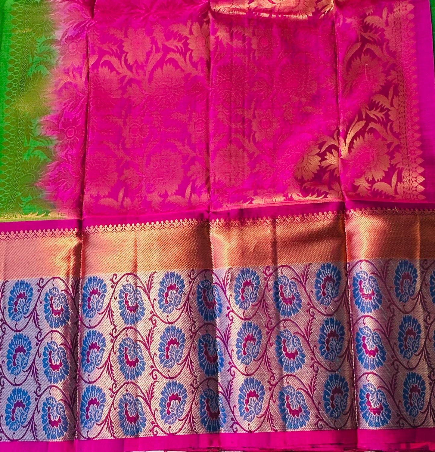 GREEN KANJIVARAM LIGHT WEIGHT
