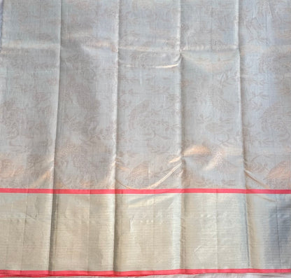 SILVER WITH PEACH KANJIVARAM