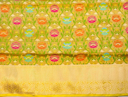 GOLD ND YELLOW BANARAS PURE KATAAN DESIGNER SAREE