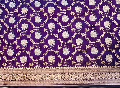 DARK PURPLE BANARAS PURE KATAAN JAAL SAREE