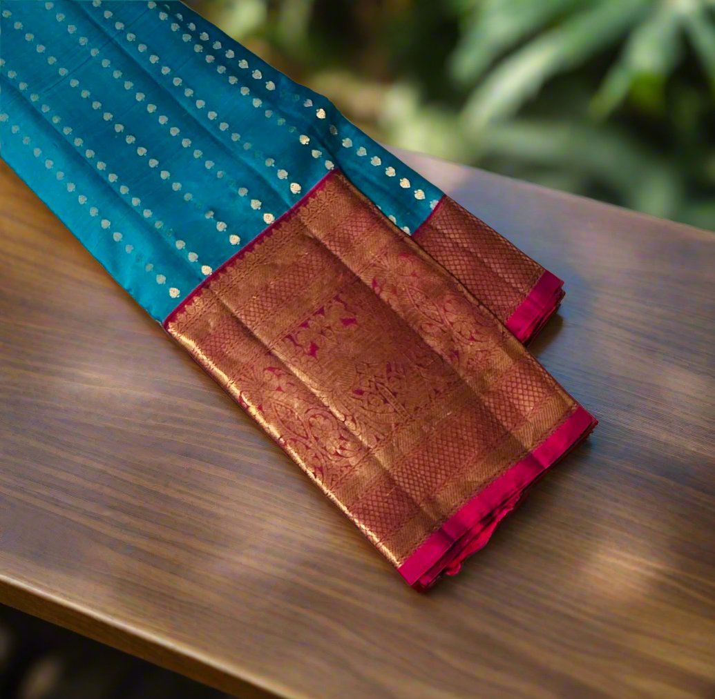 METALLIC BLUE KANJIVARAM LIGHT WEIGHT