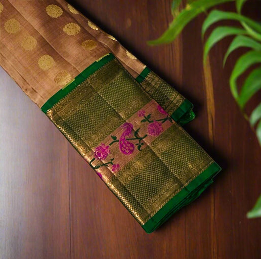 LIGHT BROWN KANJIVARAM LIGHT WEIGHT