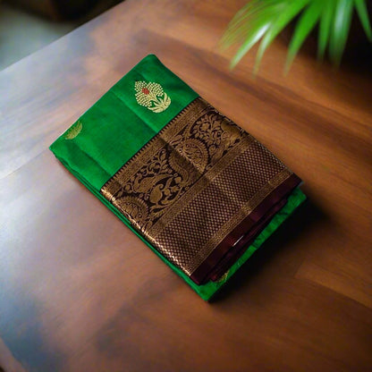 GREEN KANJIVARAM LIGHT WEIGHT