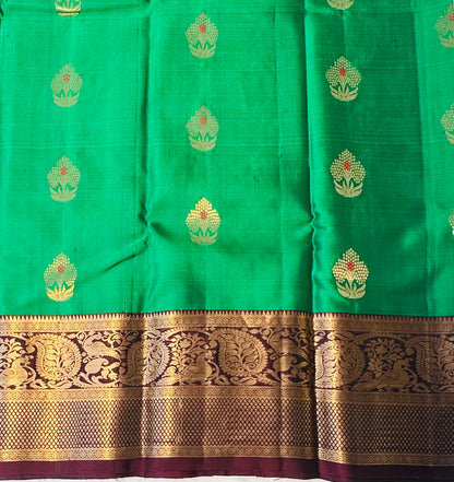 GREEN KANJIVARAM LIGHT WEIGHT