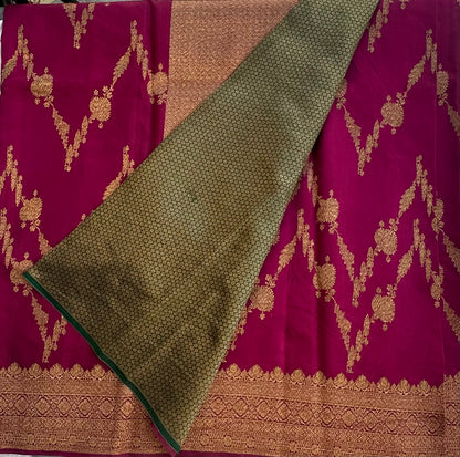 DARK PINK BANARAS PURE RAW MANGO