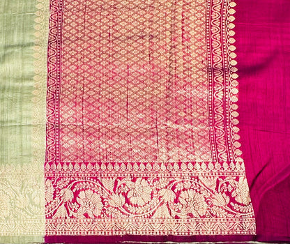 PASTEL GREEN BANARAS PURE RAW SILK SAREE