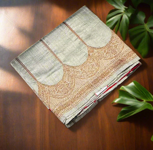 PASTEL GREEN  BANARAS PURE RAW SILK SAREE
