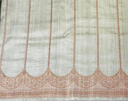 PASTEL GREEN  BANARAS PURE RAW SILK SAREE