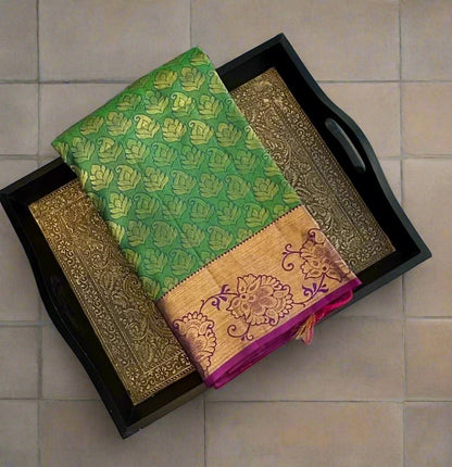 GREEN ND PURPLE KANJIVARAM SAREE