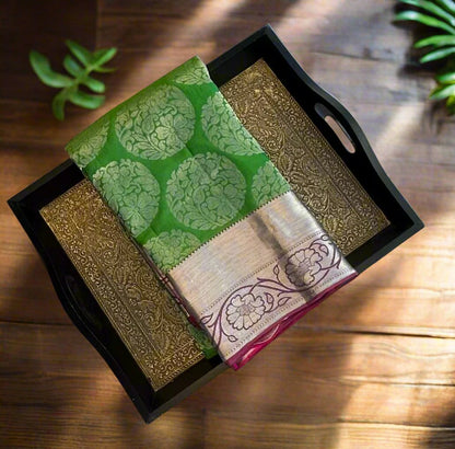 GREEN ND PINK KANJIVARAM PURE SILK  PREMIUM