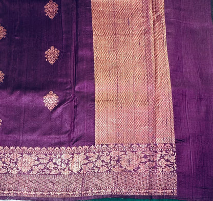 DARK PURPLE BANARAS PURE RAW SILK SAREE