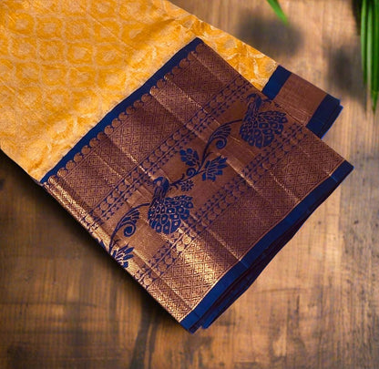 YELLOW PURE SILK COTTON TISSUE