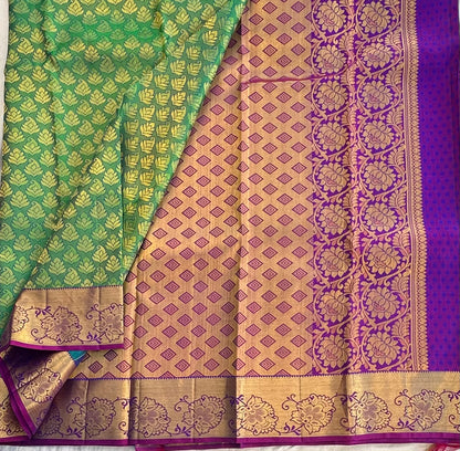 GREEN ND PURPLE KANJIVARAM SAREE