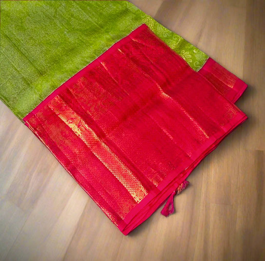 PARROT GREEN  PURE SILK COTTON