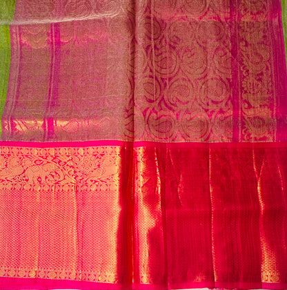 PARROT GREEN  PURE SILK COTTON