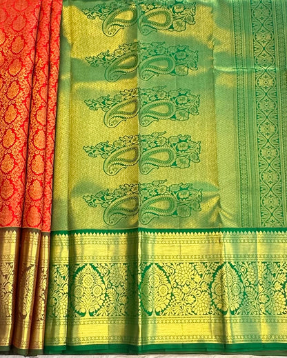 RED WITH GREEN KANJIVARAM BRIDAL
