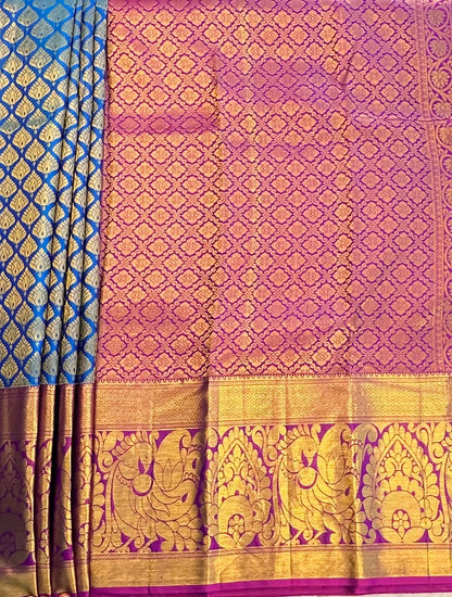 ROYAL BLUE WITH PINK KANJIVARAM BRIDAL