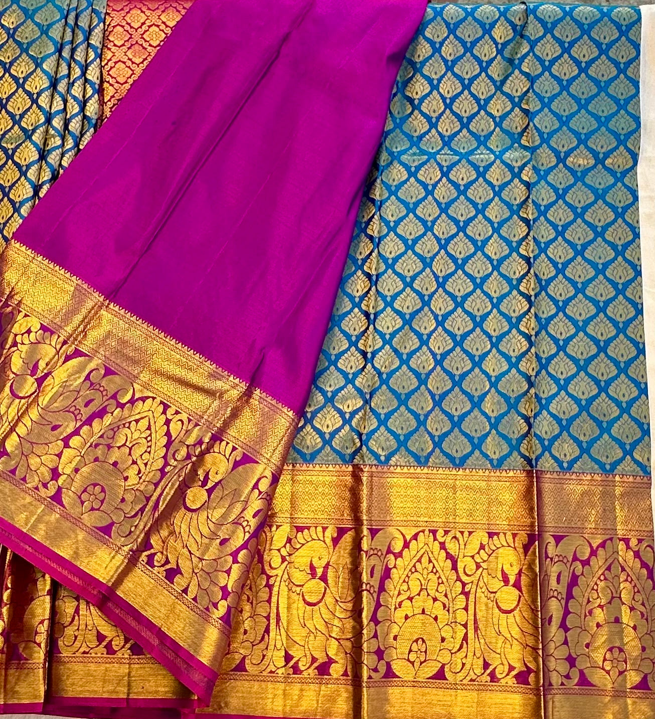 ROYAL BLUE WITH PINK KANJIVARAM BRIDAL