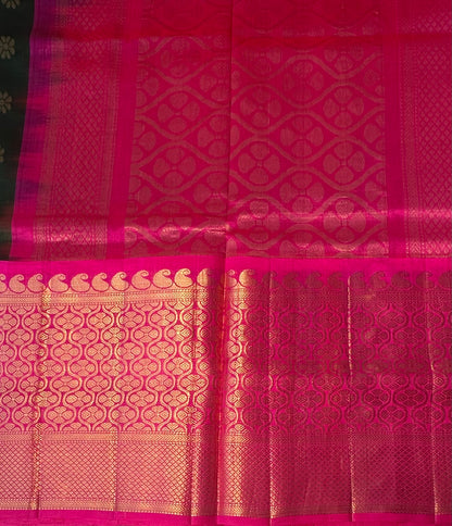 BOTTLE GREEN PURE SILK COTTON