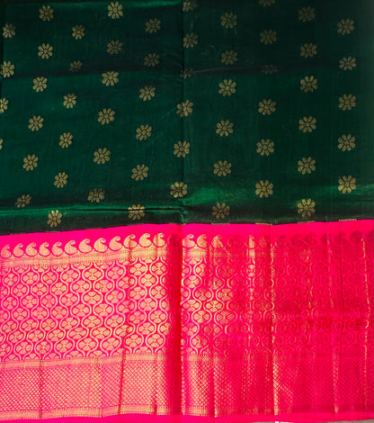 BOTTLE GREEN PURE SILK COTTON