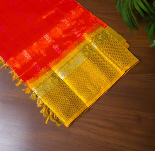 PEACH  ORANGE PURE SILK COTTON