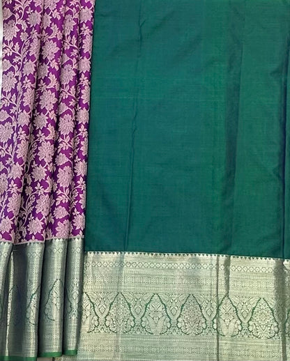 Purple with green kanjivaram saree