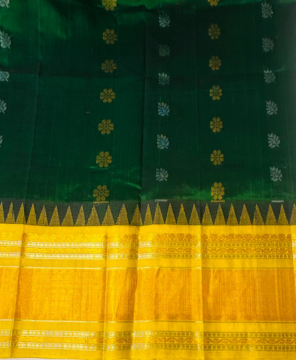 BOTTLE GREEN PURE SILK COTTON