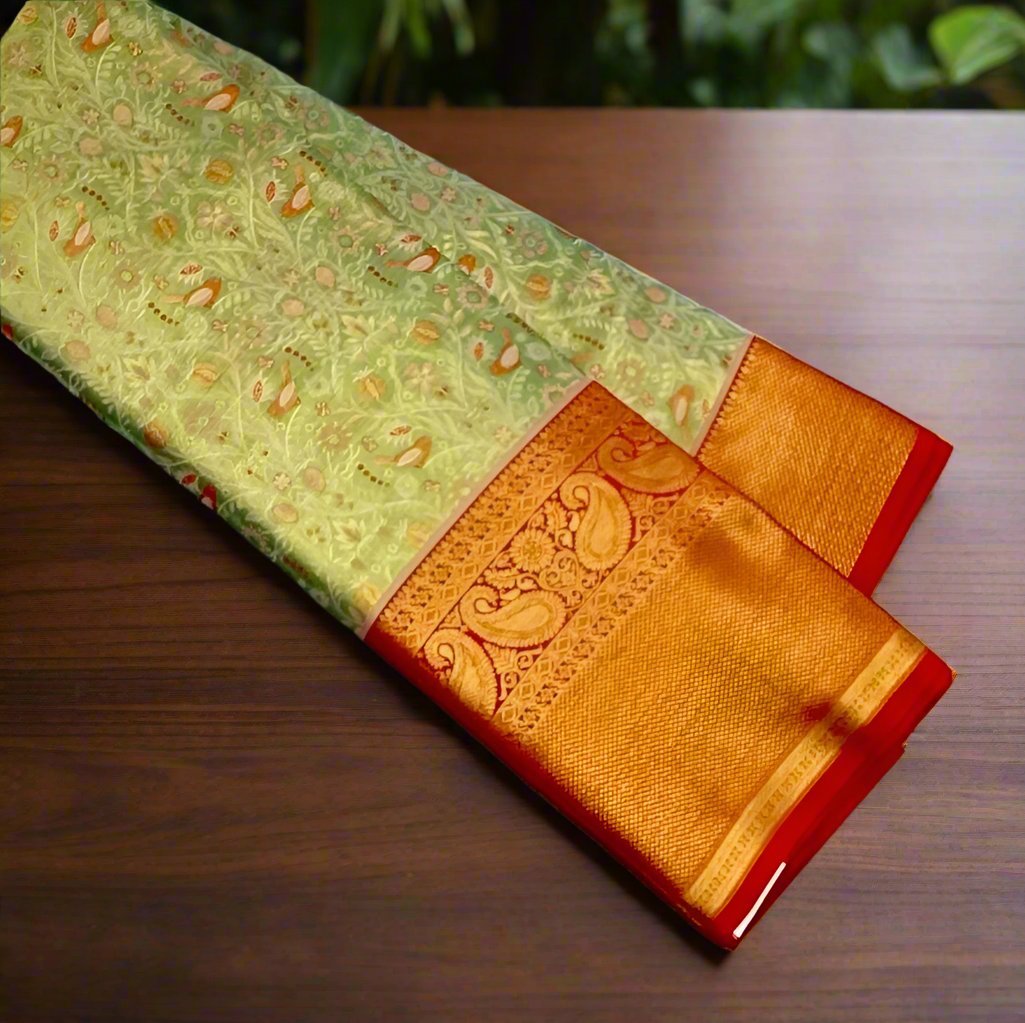 PARROT GREEN KANJIVARAM PURE SILK PREMIUM