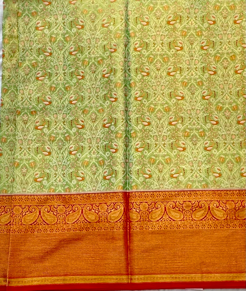PARROT GREEN KANJIVARAM PURE SILK PREMIUM