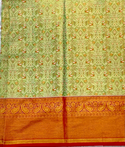 PARROT GREEN KANJIVARAM PURE SILK PREMIUM