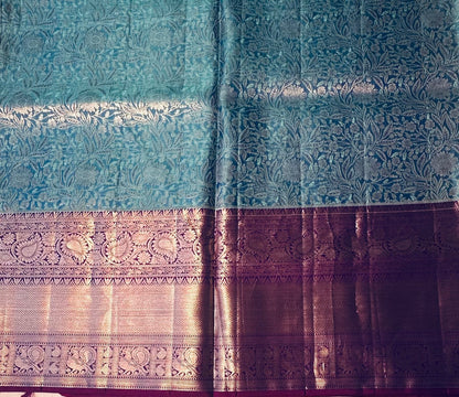 METALLIC BLUE KANJIVARAM  SILK