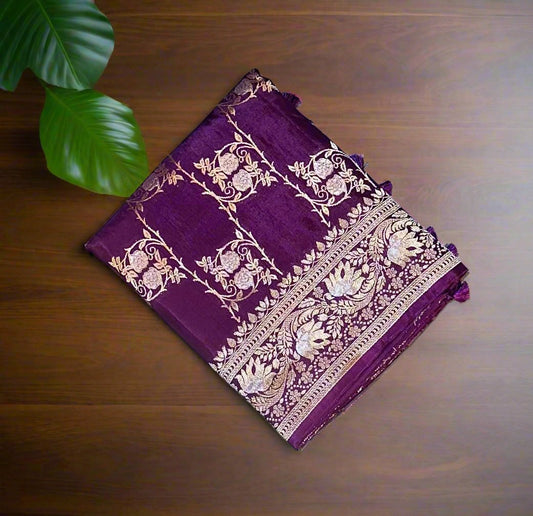 DARK PURPLE BANARAS CRAPE