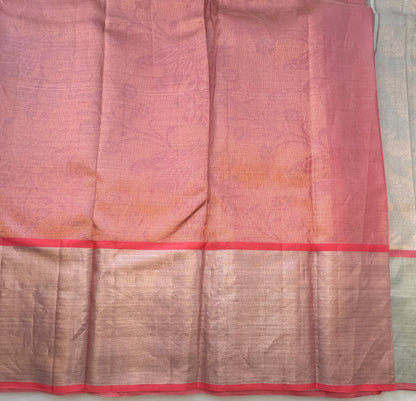 SILVER WITH PEACH KANJIVARAM