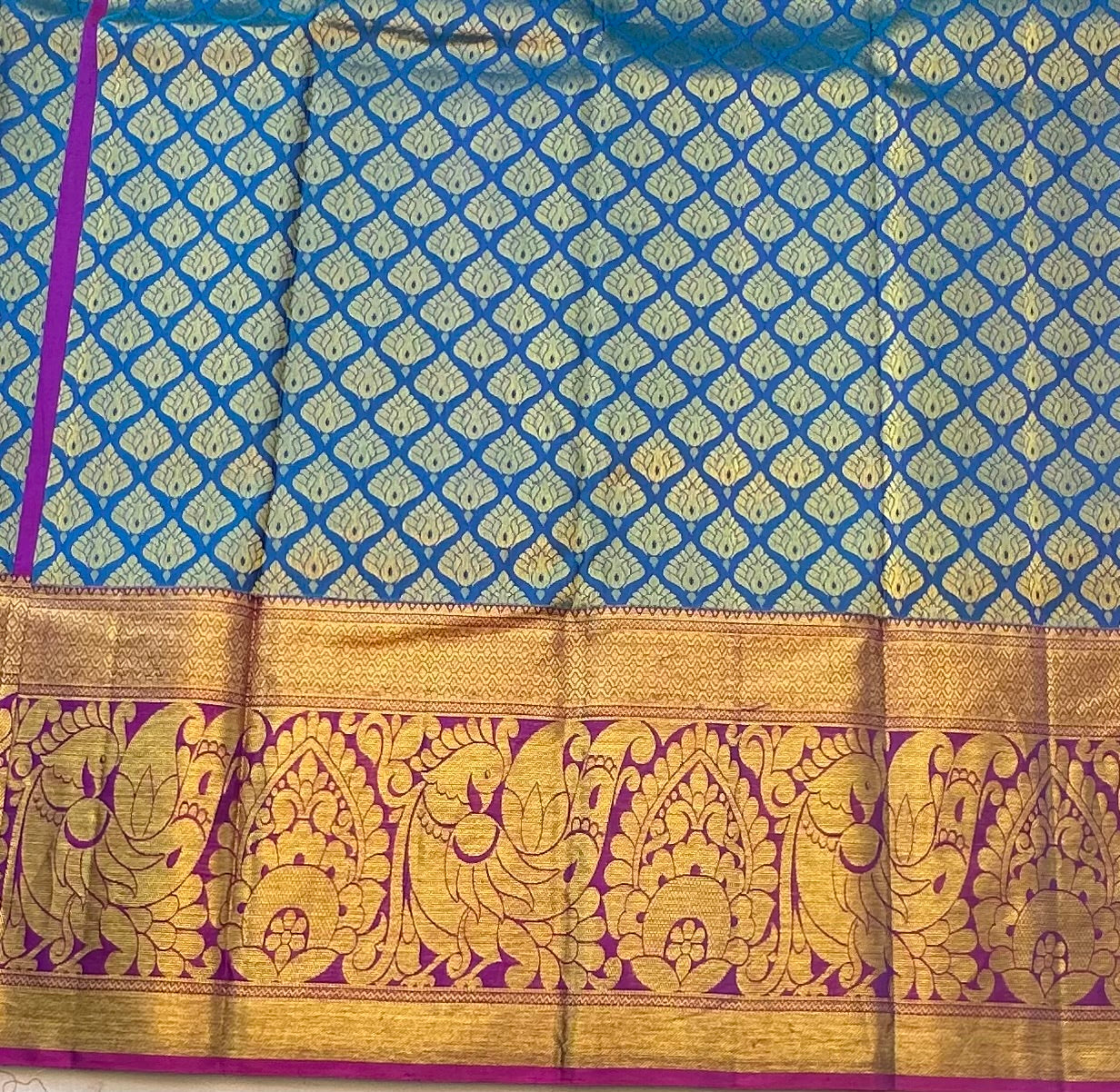 ROYAL BLUE WITH PINK KANJIVARAM BRIDAL