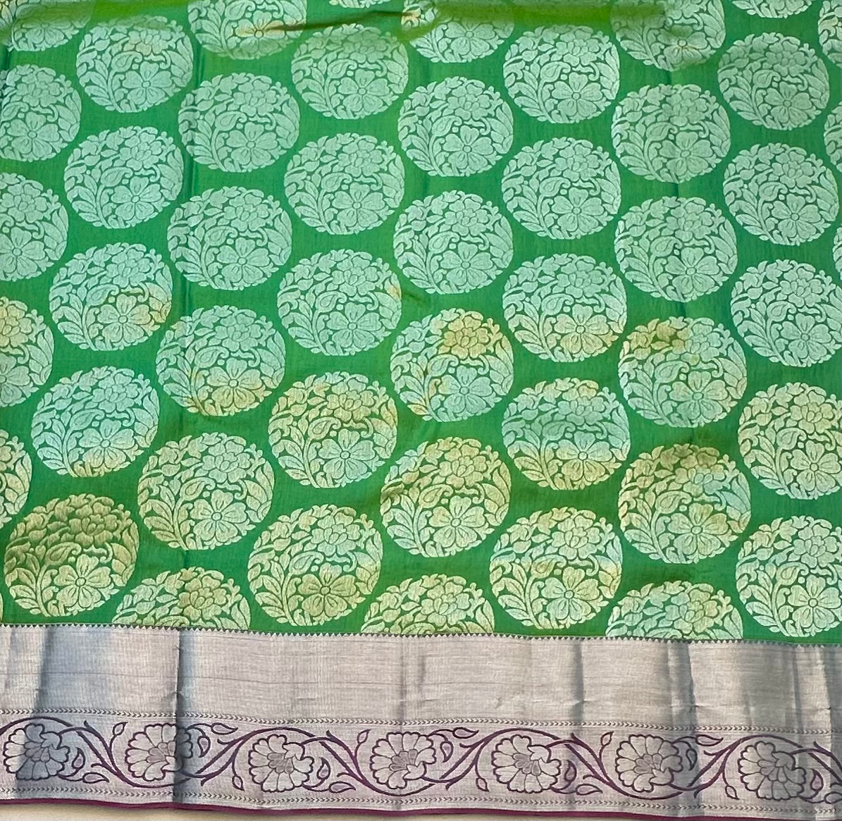 GREEN ND PINK KANJIVARAM PURE SILK  PREMIUM