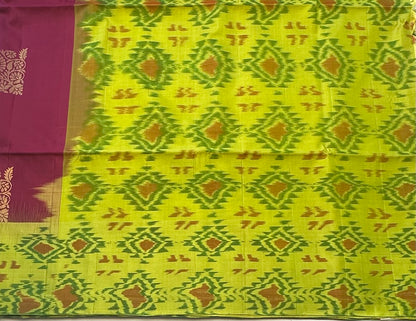 MAGENTA PINK ND PISTA GREEN KANJIVARAM SOFT SILK